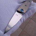 Lee Lerman Custom Knives Friction Folder for sale zu verkaufen Titanium orange peel blue anodised