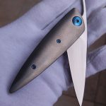 Lee Lerman Custom Knives Friction Folder for sale zu verkaufen Titanium orange peel blue anodised